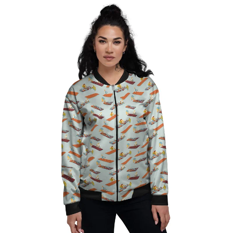 Agriculture Farming Cartoon Print Pattern Women's Bomber Jacket