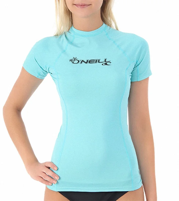 O'Neill Women's Basic Skins Short Sleeve Crew Rashguard Turquoise