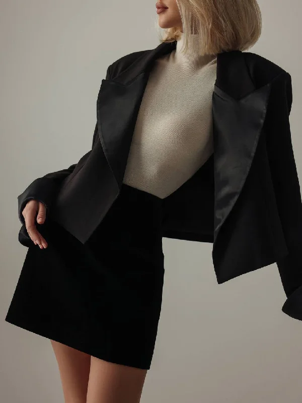 Black Cropped Blazer Jacket